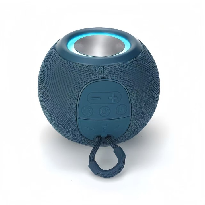 Difuzor portabil Bluetooth, ORBER, rezistent la apa IPX4, sunet stereo, Albastru, 111x111x87mm