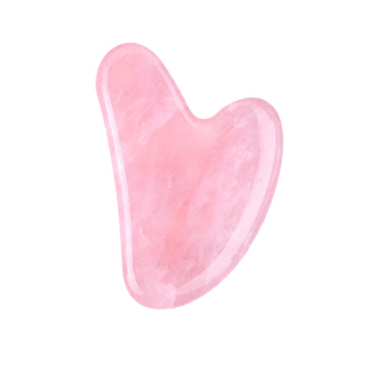 Instrument pentru panouri din piatra naturala Gua Sha din jad si cuart roz - roz