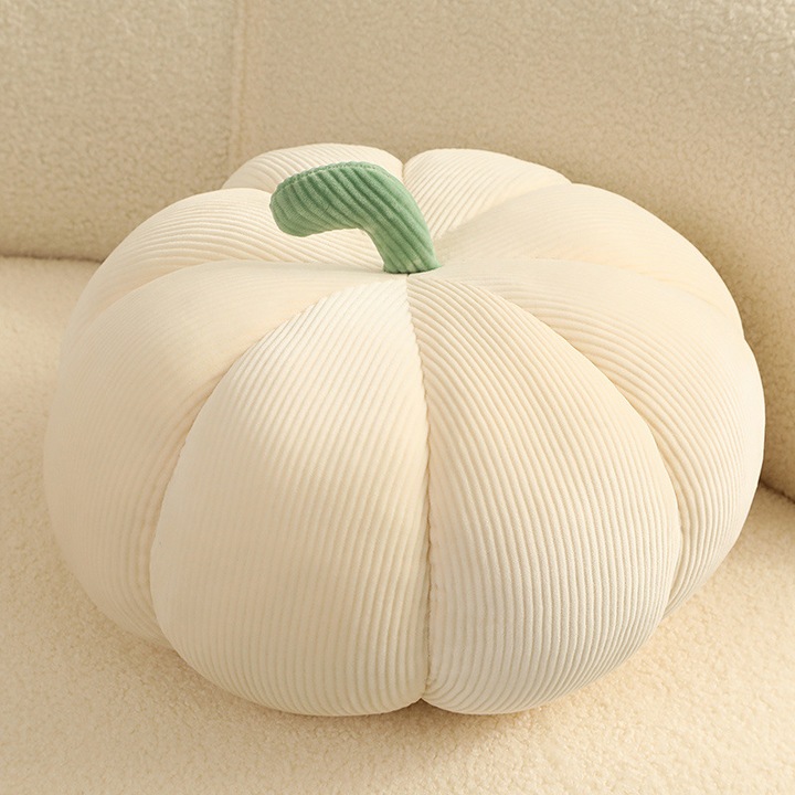 Perna de dovleac de Halloween, jucarie de plus moale, perna de dovleac moale, cadou pentru decorarea casei, favoare de petrecere (alb-galbui, 18 cm)