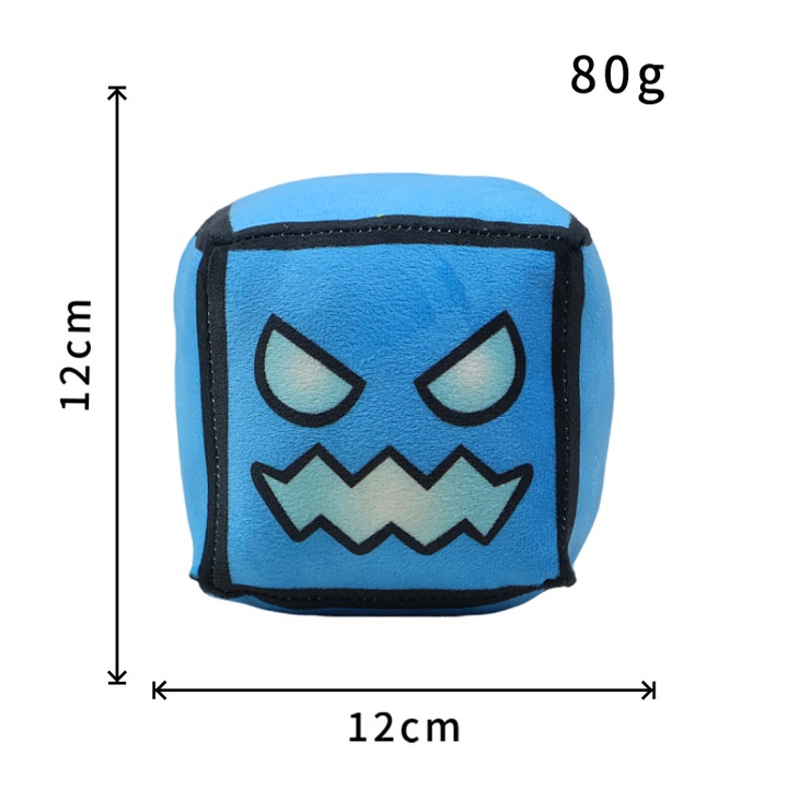 Jucarie de plus cub albastru Geometry Dash umplut 20x20cm