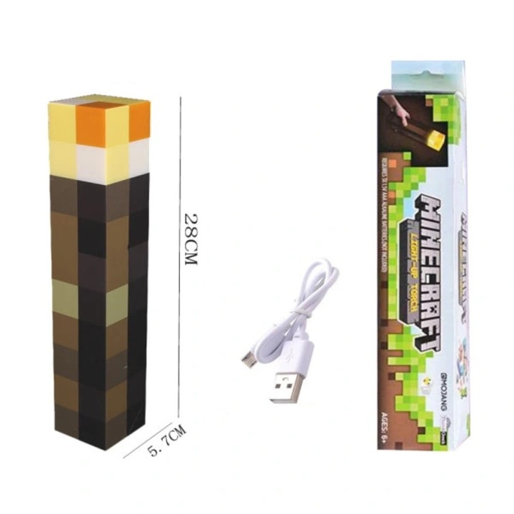 LED лампа Minecraft, кафява каменна торта, 11 инча, USB презареждаема, декоративна за стена