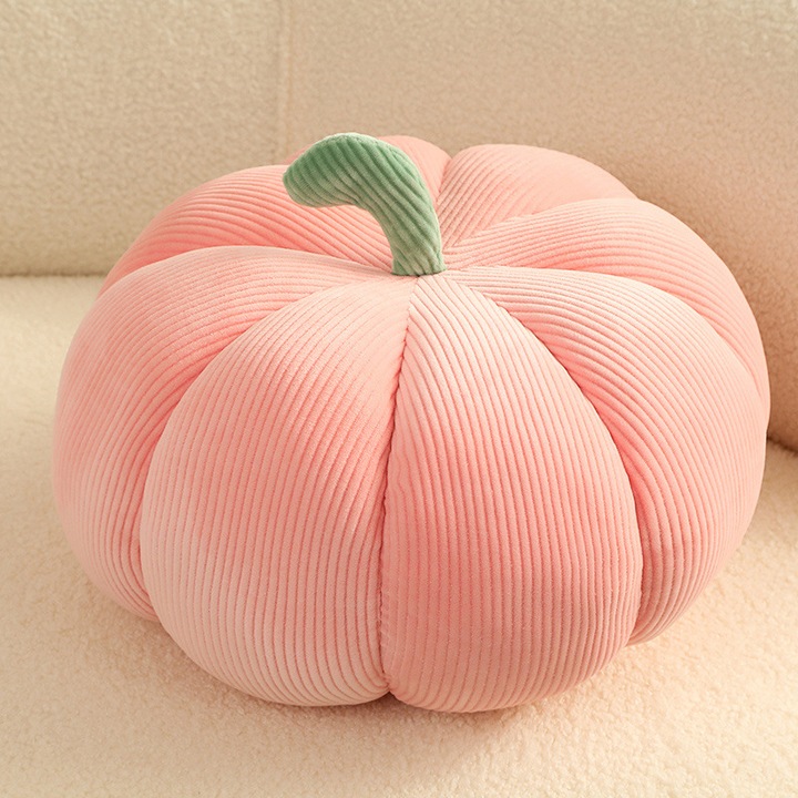 Perna de dovleac de Halloween, jucarie de plus moale, perna de dovleac moale, cadou pentru decorarea casei, favoruri de petrecere (roz, 18 cm)