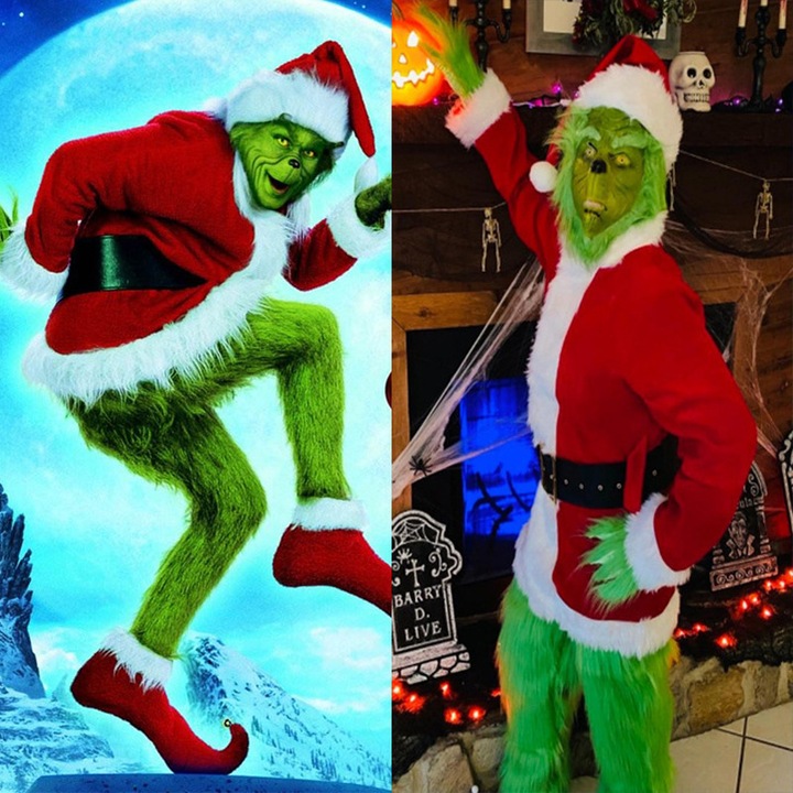 Costum Craciun set 7 piese Grinch XL multicolor