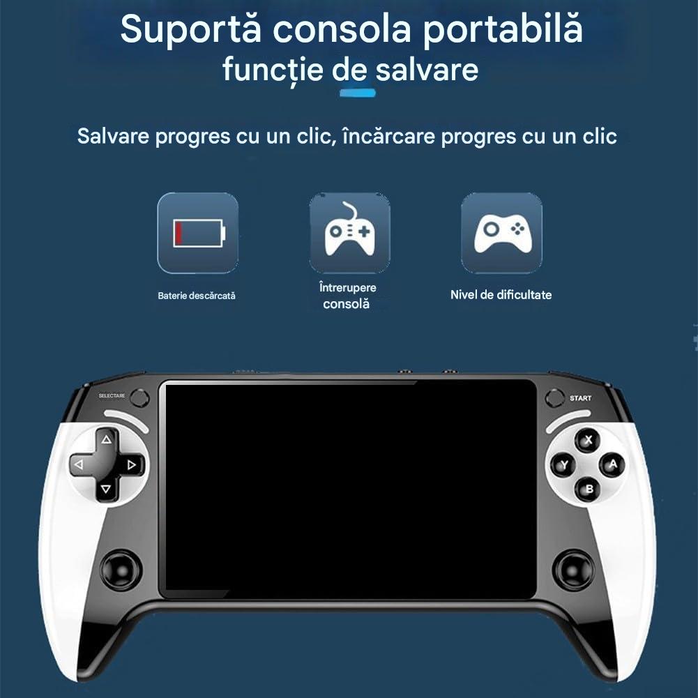 Consolă Portabilă Retro X9, Ecran IPS 5 "5", Peste 2000 Jocuri, Stocare Extensibilă 8 GB, Multicolor, 10, 9x10, 9x23, 9 cm