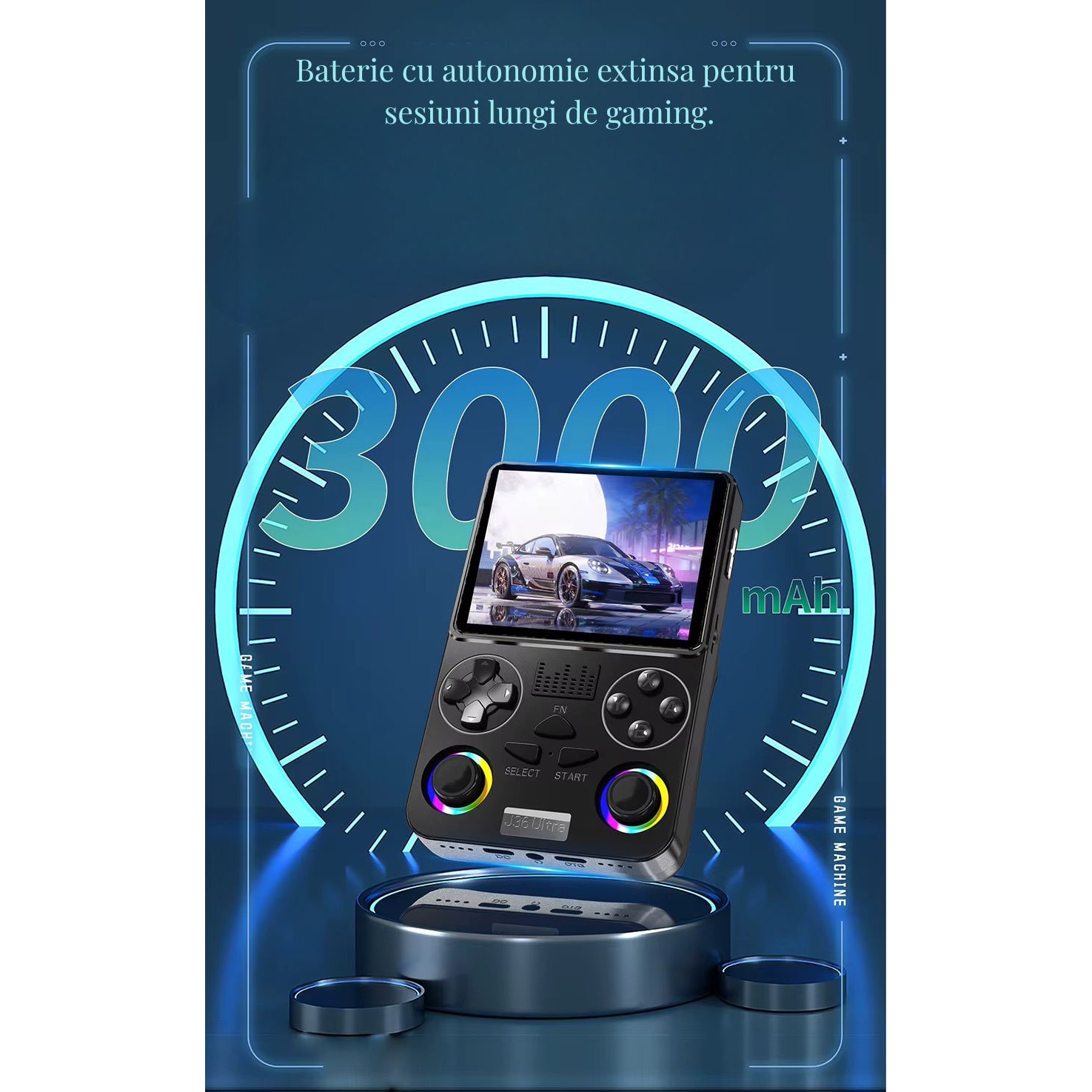 Consolă Retro Portabilă LUKETO J36, Ecran IPS 3.5 inch, 15000 jocuri, Negru, 64GB