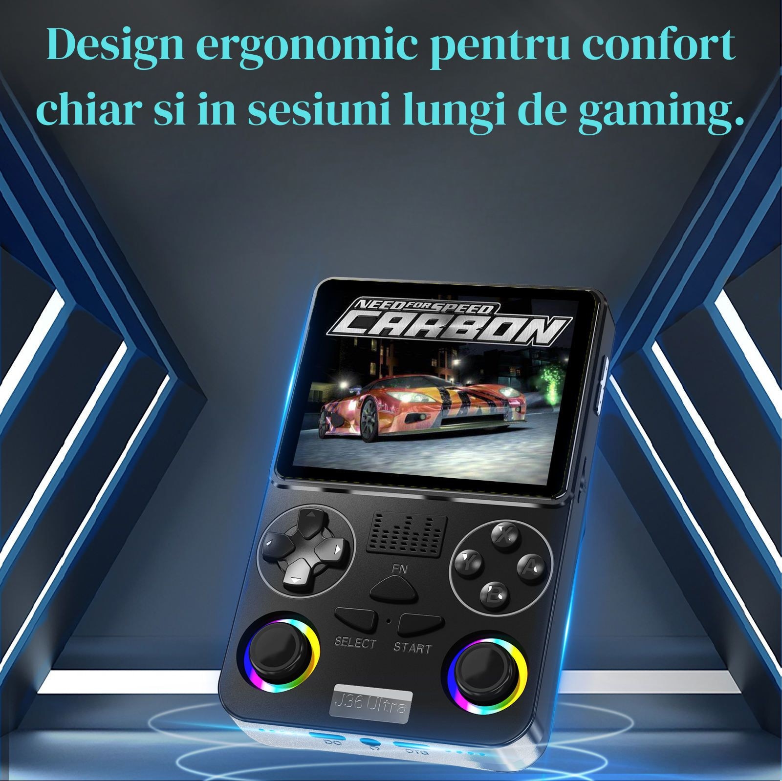 Consolă Retro Portabilă LUKETO J36, Ecran IPS 3.5 inch, 15000 jocuri, Negru, 64GB