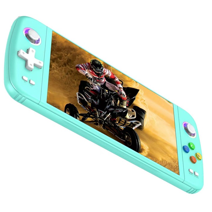 Consola portabila M27 LUKETO®, Ecran 7", Rezolutie 1024x600, Memorie 64GB, 20.000 Jocuri Retro, Joystick cu lumini RGB, Baterie 4000mAh, Linux OS, Suport 30+ Simulatoare, Conectare TV, Ideala Pentru Gaming Clasic, Verde