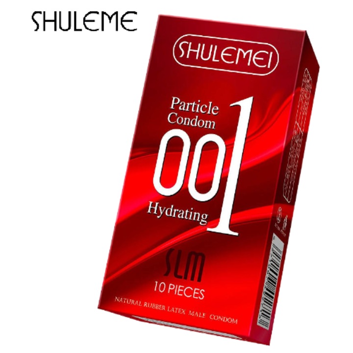 Prezervative SHULEMEI, cu proeminente, din cauciuc natural, cu acid hialuronic, 10 bucăți