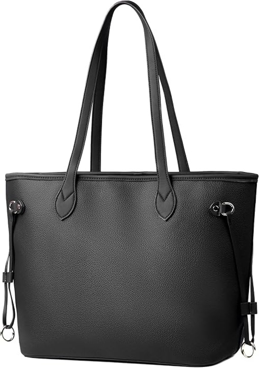 Geanta dama HERUSI, neagra, capacitate mare, 34x15x29cm, curea umar