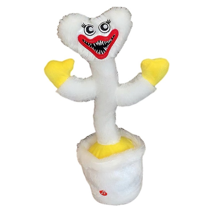 Jucarie de plus interactiva, un Bobby alb vorbitor care canta, danseaza si lumineaza; reincarcabil, 35cm