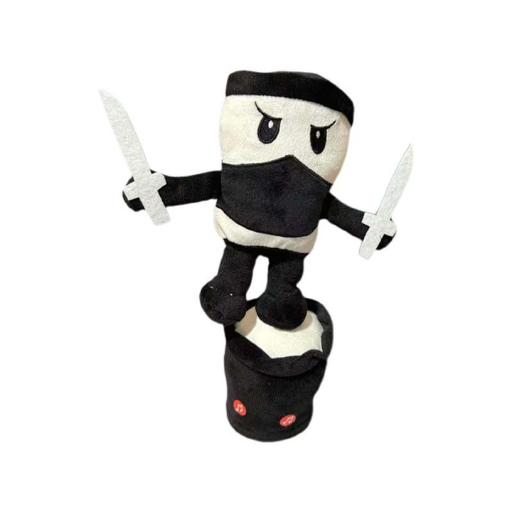 Jucarie de plus interactiva, un samurai vorbitor care canta, danseaza si lumineaza; reincarcabila, versiunea in engleza, 35cm