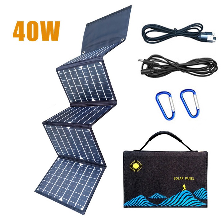 Panou solar portabil Ultrixe 40W, pliabil, interfata USB