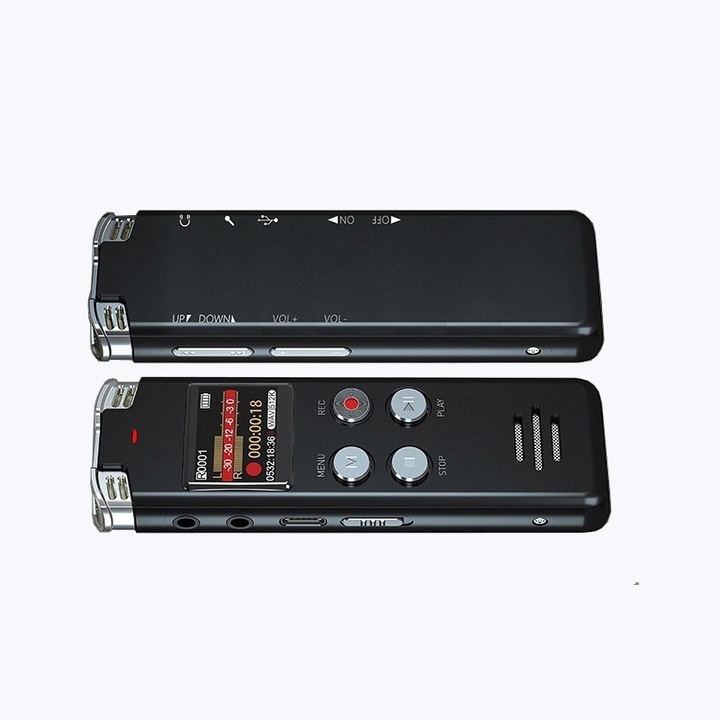 Reportofon digital cu activare vocala, 64 GB, autonomie 20 ore, redare 35 ore, functie MP3 player, anulare a zgomotului, negru，Reporter vocal inteligent，Reducere automata a zgomotului，Compact si portabil，Reporter vocal de mare capacitate