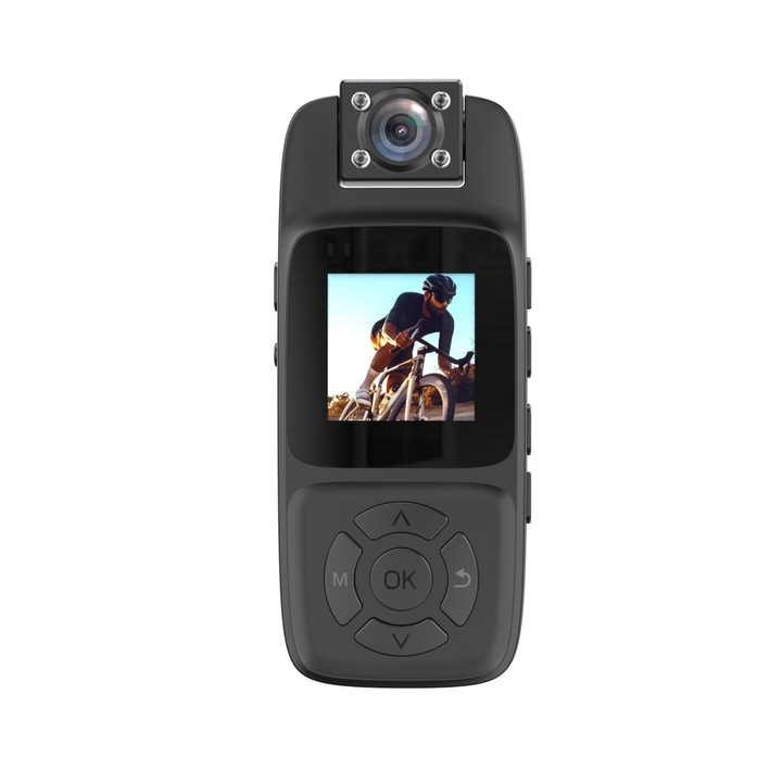 WiFi екшън камера, 4K Ultra HD, 1080p, поддръжка за закрепване на гърди/гръб, инфрачервено нощно виждане, 64 GB памет, въртене на 180°, 1500 mAh батерия