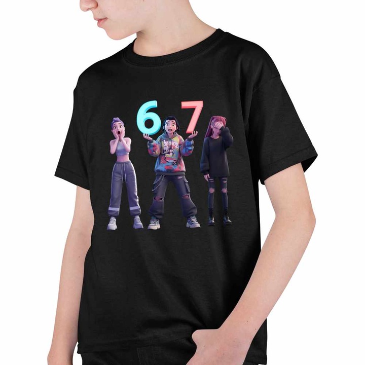 Tricou Copii Baieti Six Seven Demon Hunters 67 Kpop, Negru