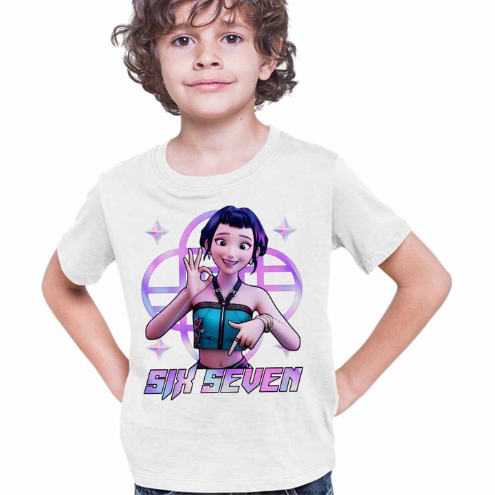 Tricou Copii Baieti Six Seven Huntrix Zoey 67 Demon Hunters Kpop, Fehér