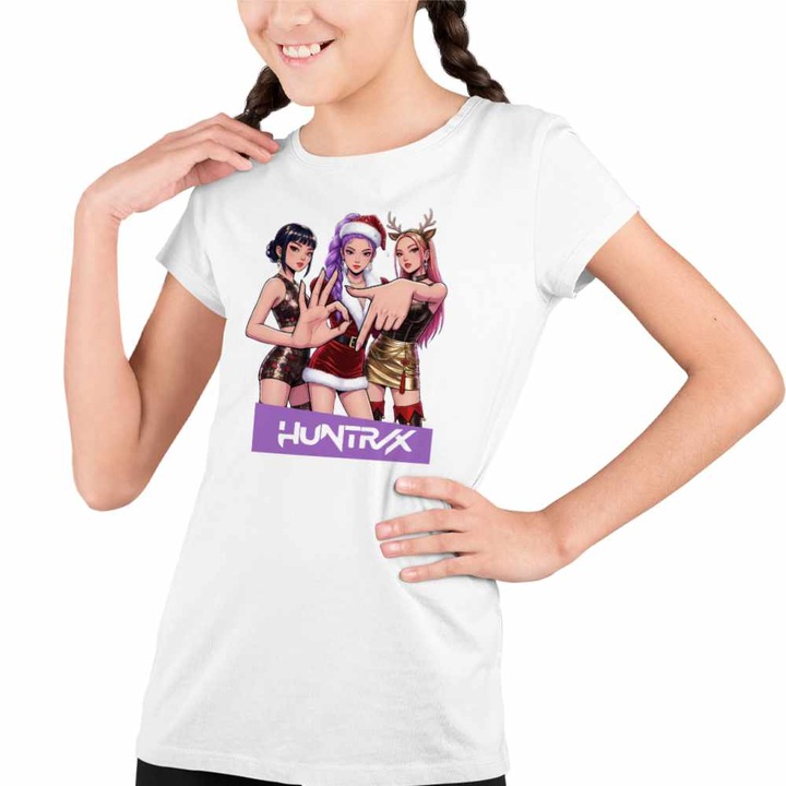 Tricou Copii Fete Six Seven Huntrix 67 Demon Hunters Kpop, Fehér