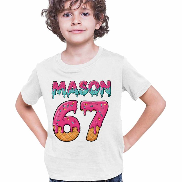 Tricou Copii Baieti Six Seven Mason Creme Ciocolata 67, Fehér
