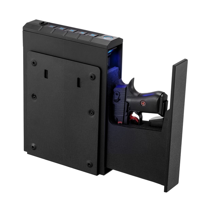 Seif pentru pistol, Glisant Biometric, Acces Rapid, negru, 230x70x320mm
