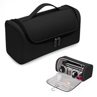 Husa de calatorie pentru uscator de par Dyson, asskanaer, Design cu multiple compartimente, Cu agatatoare, Impermeabil, Tip rulou pentru organizare, Potrivita pentru uscator, Ondulator si accesorii, Polyurethane, 31.5x14x16.5 cm, Negru