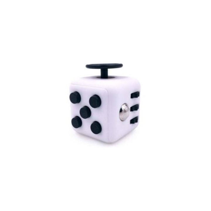 Cub antistres cu 6 functii, alb, 4x4x4cm
