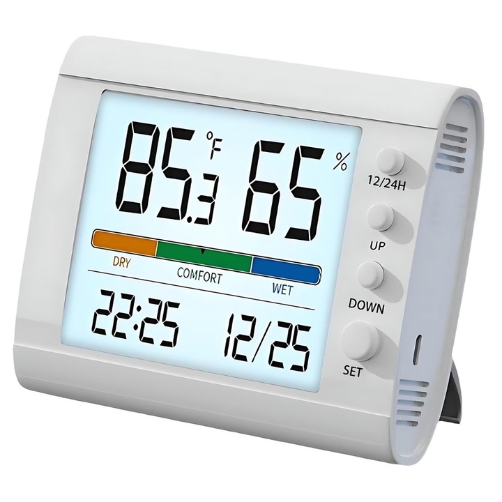 Termometru și Higrometru Muller, citire rapidă, afișaj LED, alb