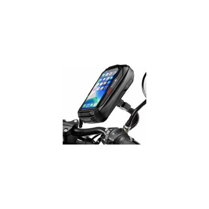 Suport telefon moto universal rotativ 360 grade, rezistent la apa, pana la 6.5 inch