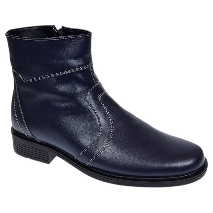 Ghete barbati office elegante din piele naturala cu fermoar 200762, Bleumarin