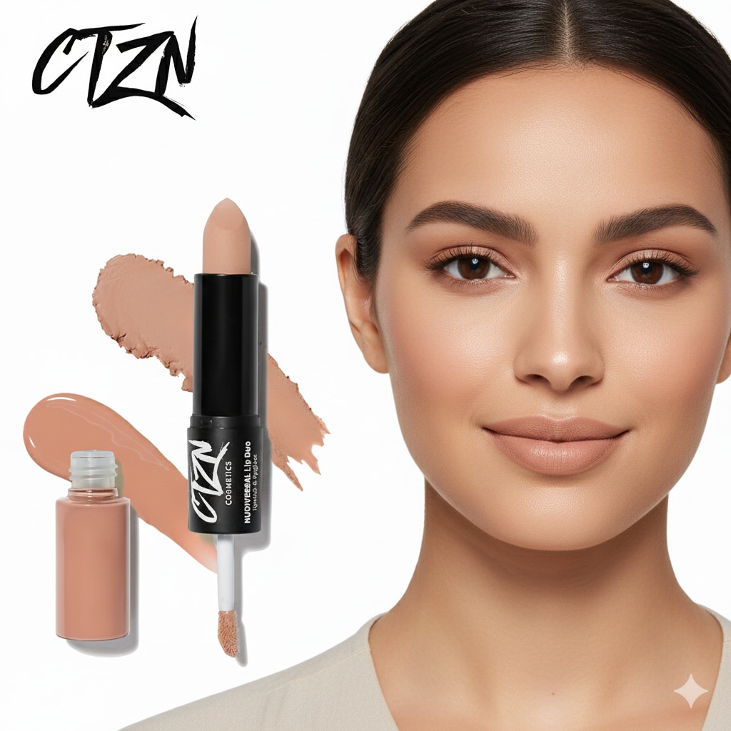 Ruj & gloss CTZN Nudiversal Lip Duo, roz deschis, rezistent la apă, 2 ...