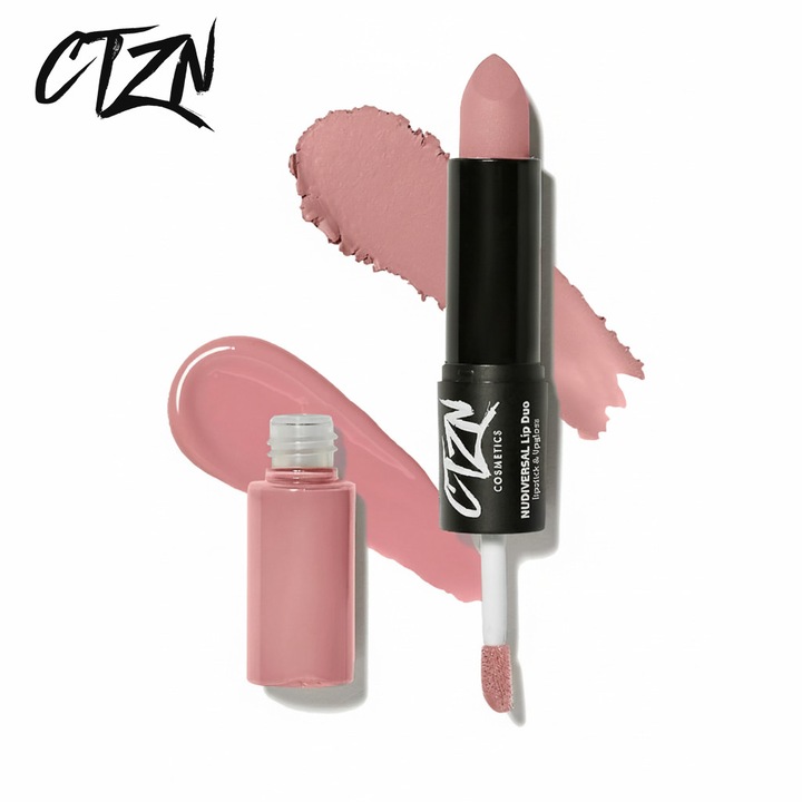 Червило и молив за устни CTZN, Nudiversal Lip Duo, водоустойчив, с масло от диво манго, DC