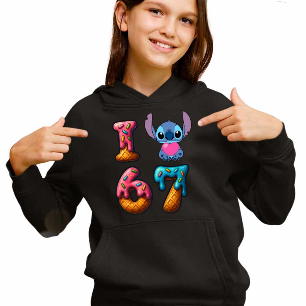Hanorac Copii Fete Six Seven Love Stitch Ciocolata Valentines Day