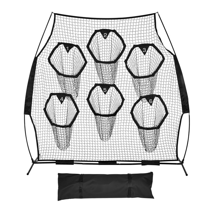 Amerikai futball edzőháló, 2,4 x 2,4 m, 6 célzseb, fekete/narancssárga