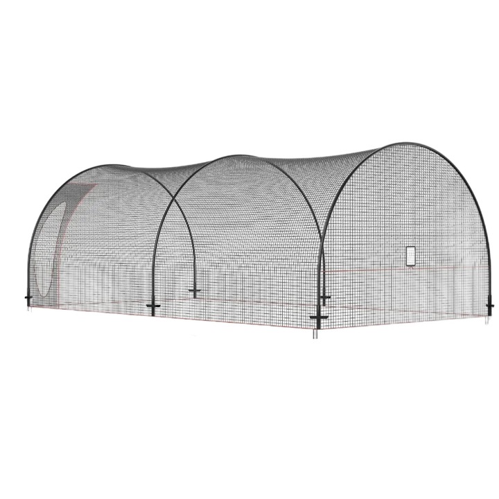 Hordozható baseball ketrec, 12,2m, strapabíró, fekete, 3,05m széles