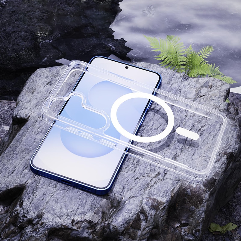 Husa de Protectie cu MagSafe, Husa pentru telefon MOGU pentru Incarcare Wireless pentru Samsung Galaxy S26, Antisoc, Anti alunecare, Usor de instalat, Portabil, Grosime 1 mm, Protectia Ecranului si a Camerelor, TPU + Silicon, Transparent