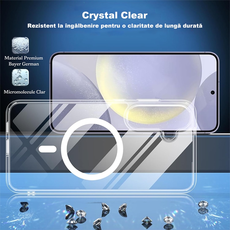 Husa de Protectie cu MagSafe, Husa pentru telefon MOGU pentru Incarcare Wireless pentru Samsung Galaxy S26, Antisoc, Anti alunecare, Usor de instalat, Portabil, Grosime 1 mm, Protectia Ecranului si a Camerelor, TPU + Silicon, Transparent