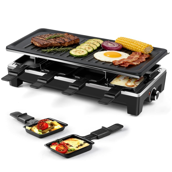 Gratar electric Strat dublu, Ultrixe, 1500w, 9 zone de gatit, placi detasabile antiaderente, tava colectoare grasime, Verde