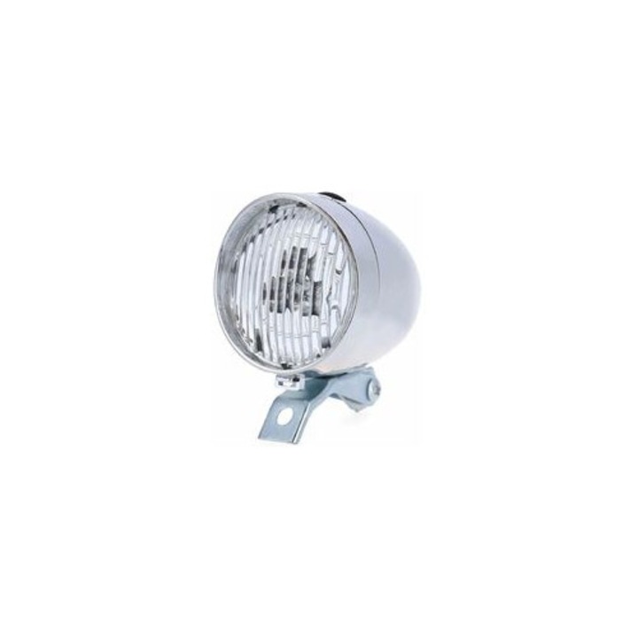 Lumina bicicleta HERUSI vintage argintiu 7x9cm LED 3 baterii AAA