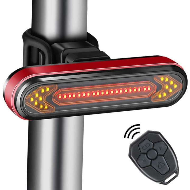 Lumina spate bicicleta HERUSI wireless semnalizare LED reglabil USB rezistent la apa