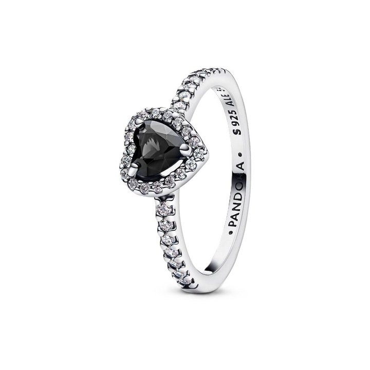 Inel dama Pandora 198421C04-54 argintiu negru design elegant bijuterii femei