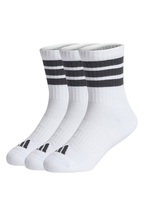 adidas Performance, Дълги чорапи с омекотена стелка - 3 чифта, Бял/Черен