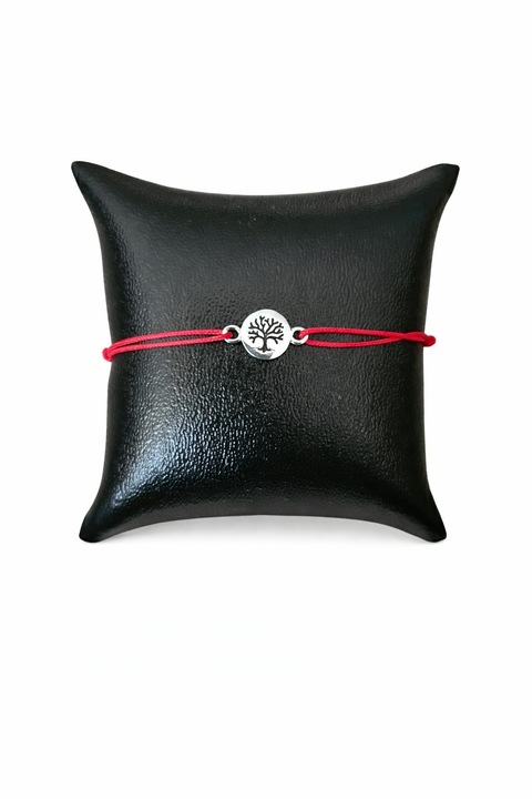 Bratara argint 925 reglabila cu element rosu, 13x8mm