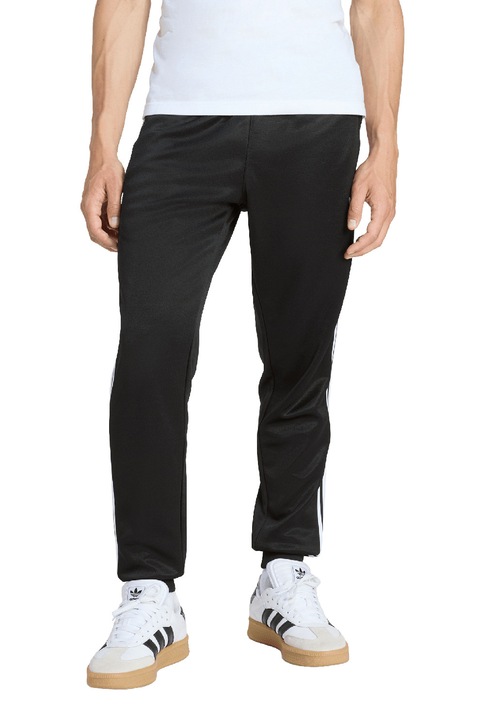 adidas Originals, Pantaloni de trening cu croiala regular-fit si talie elastica, Alb/Negru