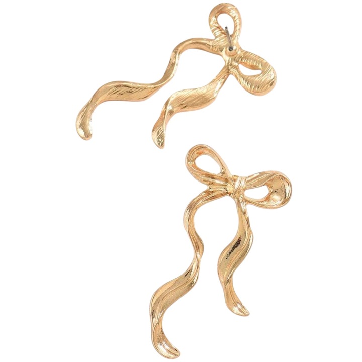 Női fülbevaló, masni alakú, arany színű, acél