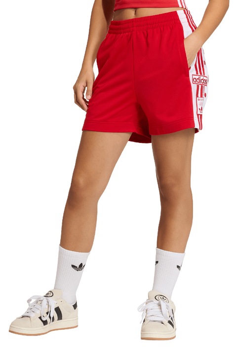 adidas Originals, Pantaloni scurti cu capse laterale Adibreak, Rosu/Alb