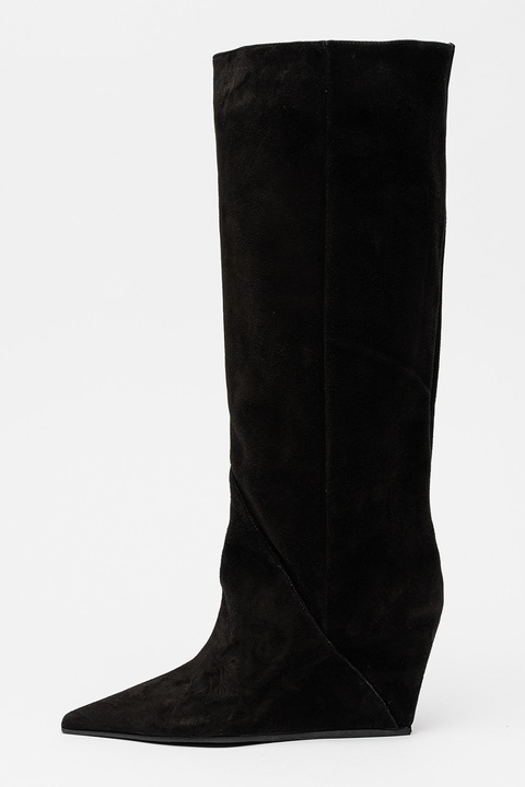 VIC MATIÉ, Cizme lungi din piele intoarsa cu varf ascutit Stivale, Negru