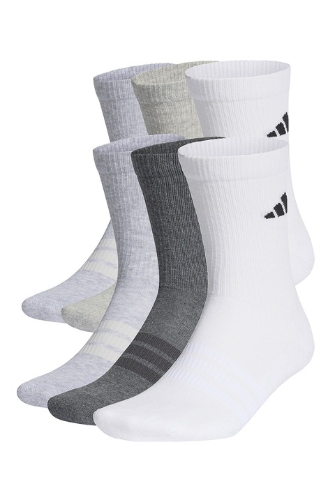 adidas Performance, Унисекс къси чорапи C ESS CRW, 6 чифта, Бял/Сив меланж/Tъмносив