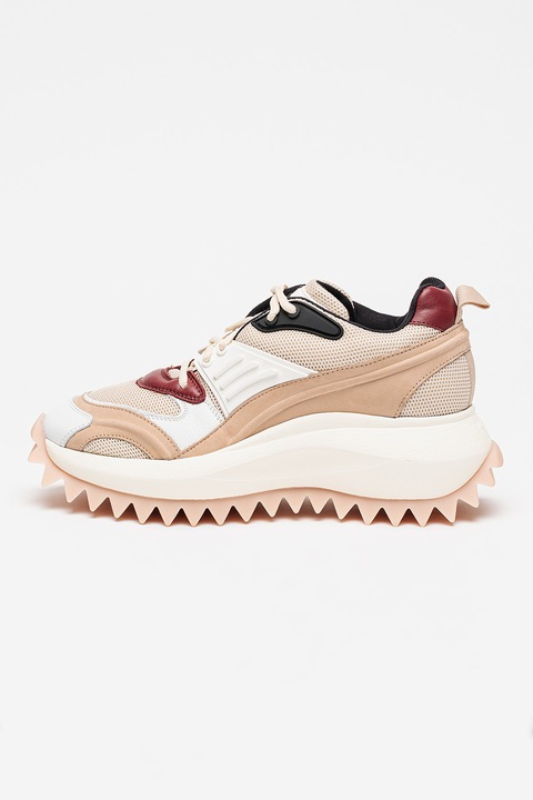 VIC MATIÉ, Bőr- és textilsneaker, Fehér/Bordó/Homokbarna