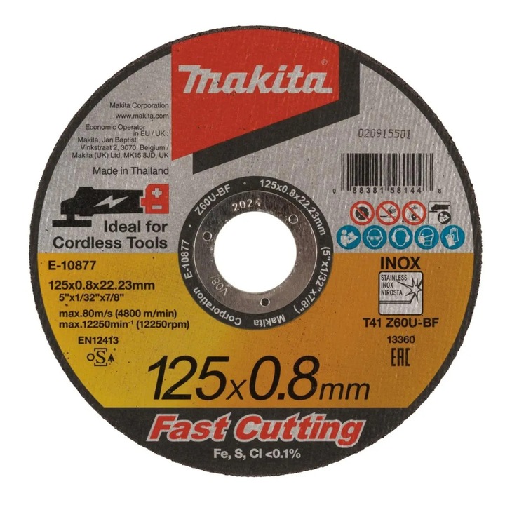 Disc taiere inox Makita Z60U, 125x22.23x0.8mm