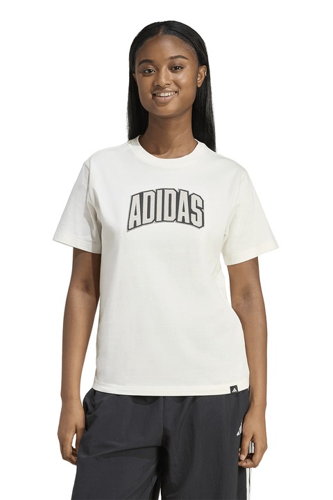 adidas Sportswear, Тениска с лого, Слонова кост/Антрацитно сиво