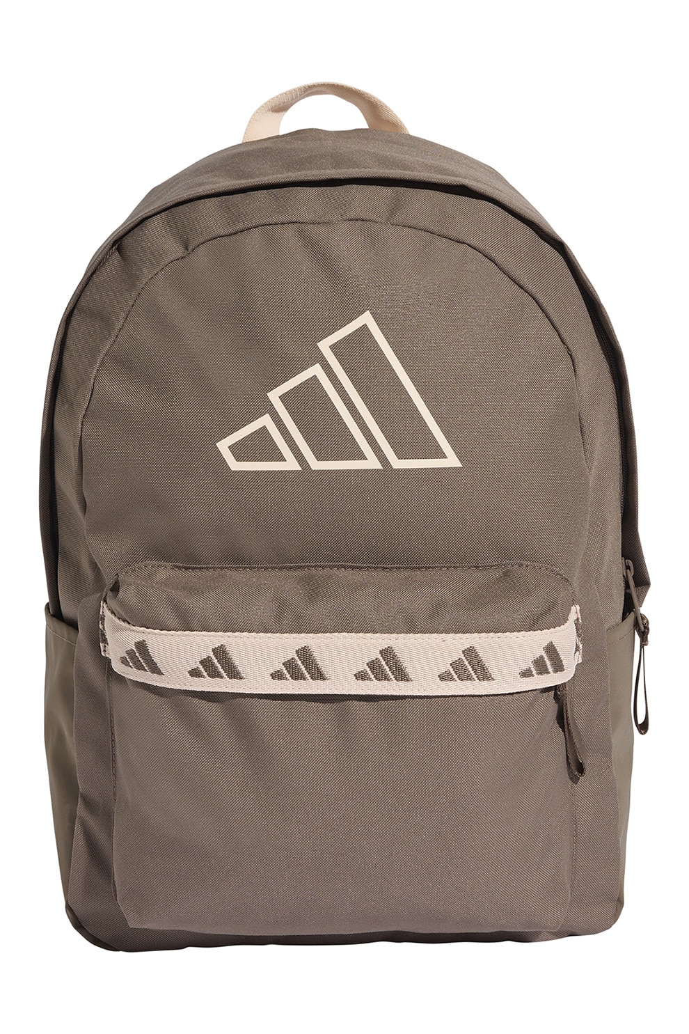 adidas Performance, Rucsac cu logo frontal, Alb fildes, Maro deschis